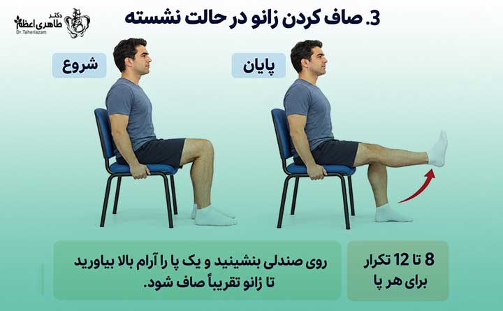 صاف کردن زانو در حالت نشسته برای درمان آرتروز