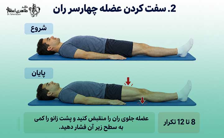 سفت کردن عضله چهار سر ران برای آرتروز زانو