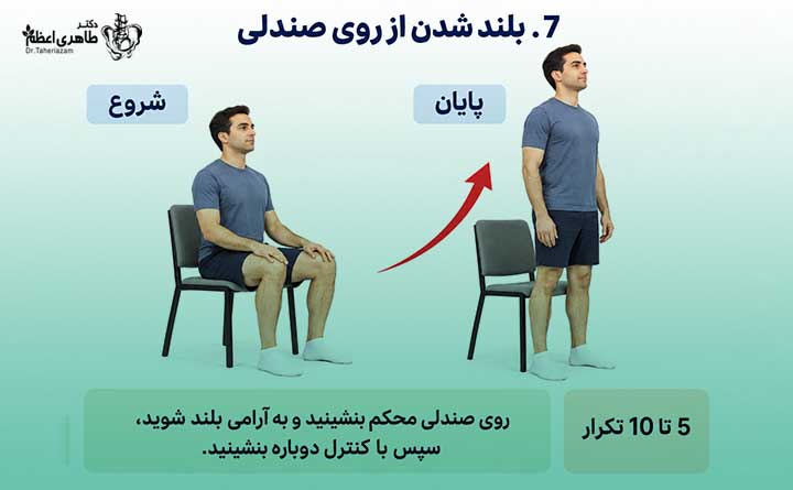 ورزش بلند شدن از روی صندلی برای آرتروز زانو